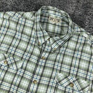 Duluth Trading Co Shirt Mens 3XL Green Plaid Short Sleeve Button Up Casual
